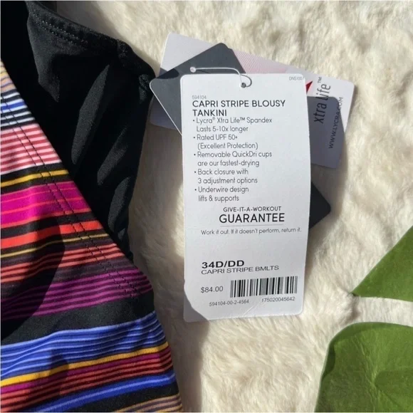 Athleta D/DD Capri Stripe Blousy Tankini Top - Picture 6 of 8